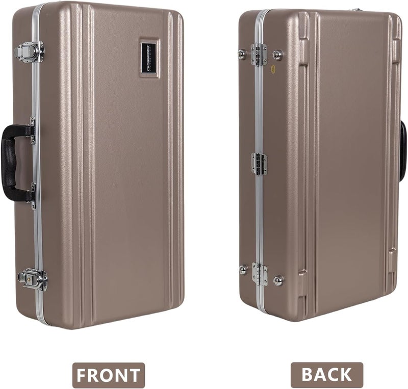 Crossrock ABS Trumpet Case for Bb Horn | Champagne Finish, Burgundy Velvet Interior, Security Lock, Metal Feet & Detachable Strap - Image 3